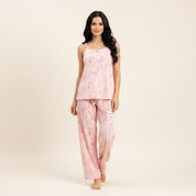 Tie-Dye lounge Set built-in Padded Camisole and Flowy Wide-Leg Pant - Pink