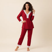 Ladies Loungewear with a Touch of Lace - Red