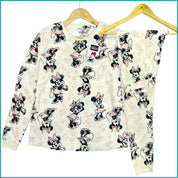 Happy Minnie Ladies Winter Makhmal Pajama Set - White