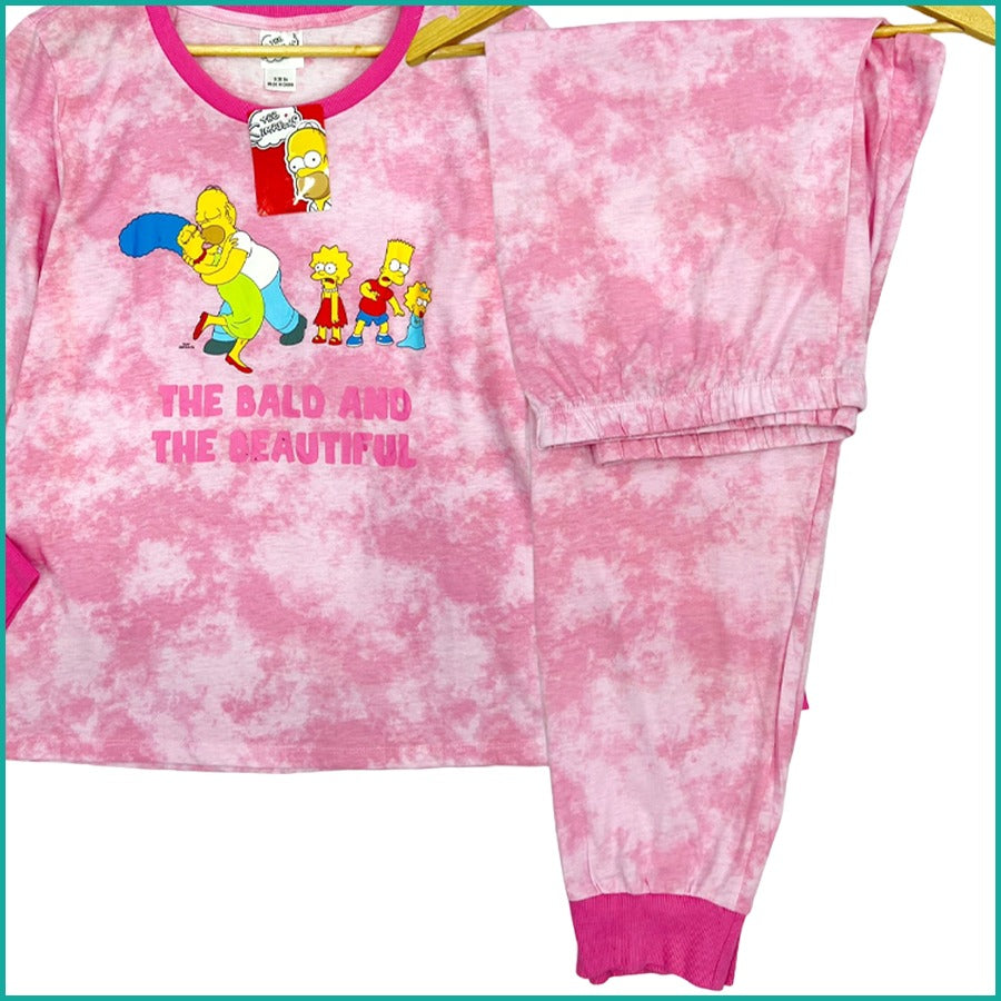 Beautiful Simpson Ladies Cotton Pajama Set - Pink