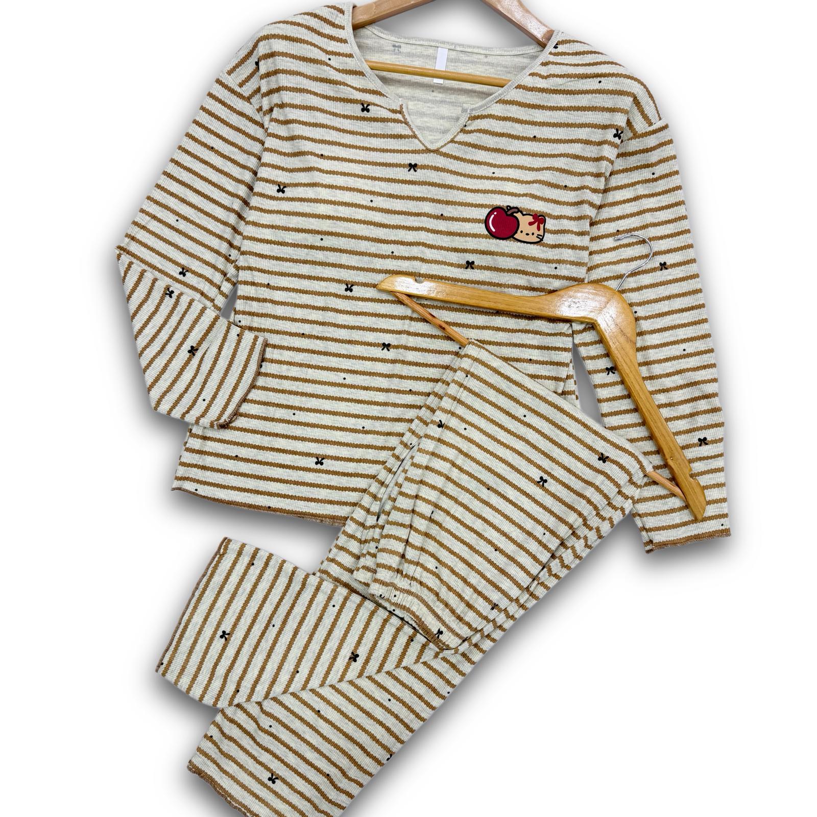 Kitty Ladies Cotton Pajama-Beige