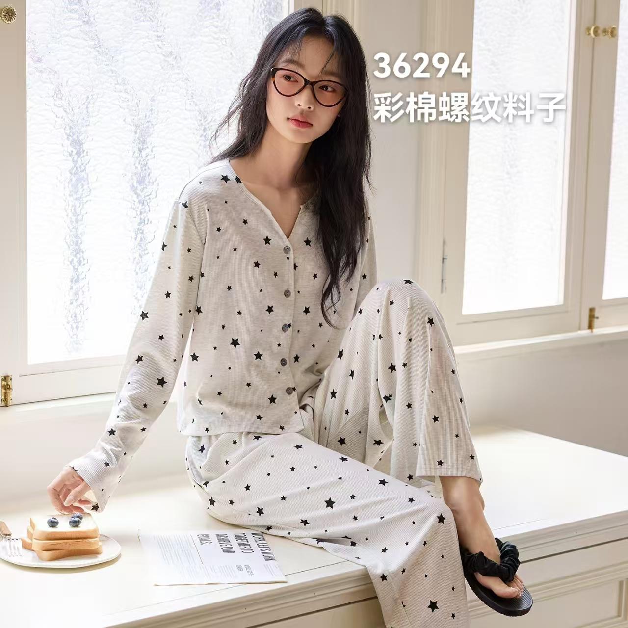 Stars Ladies Cotton Loungwear Set-Grey