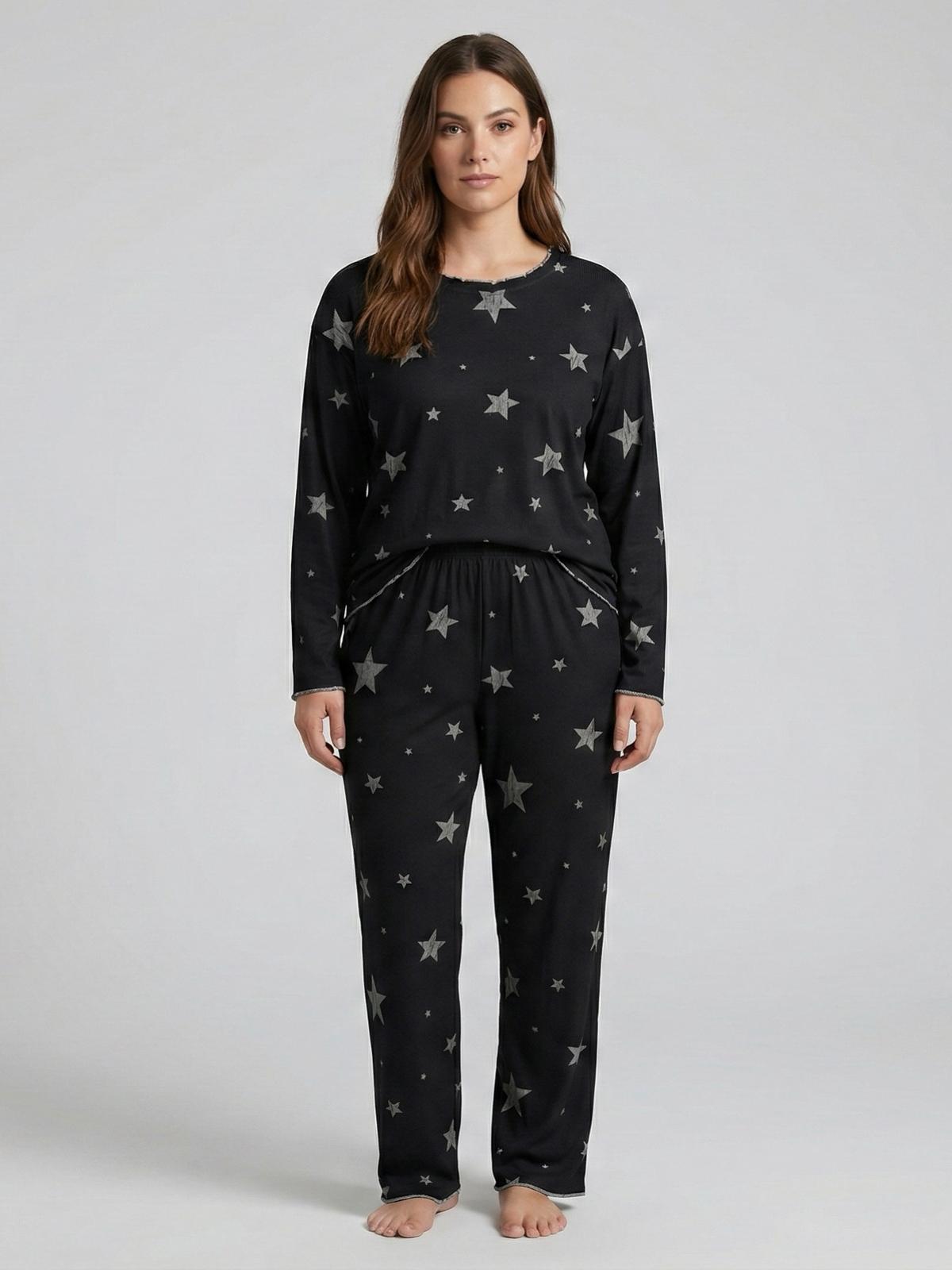Ladies Star Print Pajama Set – Soft Long Sleeve