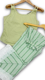 Ladies Striped Cotton Lounge Pants – Elastic Waist Casual