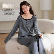 Ladies Printed Cotton Pajama Set – Long Sleeve Soft