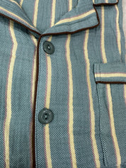 Men’s Striped Cotton Pajama Set – Button Down Long Sleeve