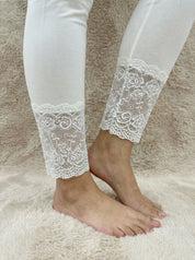 Ladies Lace Cotton Leggings – Free Size Soft Stretch Bottom Wear