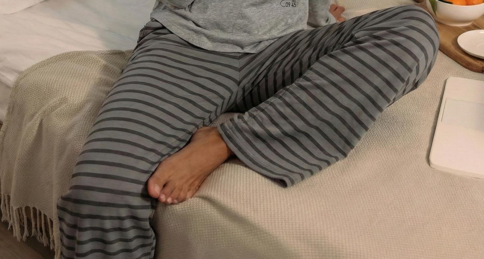 Ladies Cotton Loungewear Set-Grey