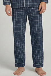 Men’s Checkered Cotton Pajama Set – Button Down Long Sleeve