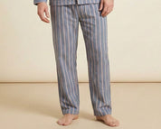 Men’s Striped Cotton Pajama Set – Button Down Long Sleeve